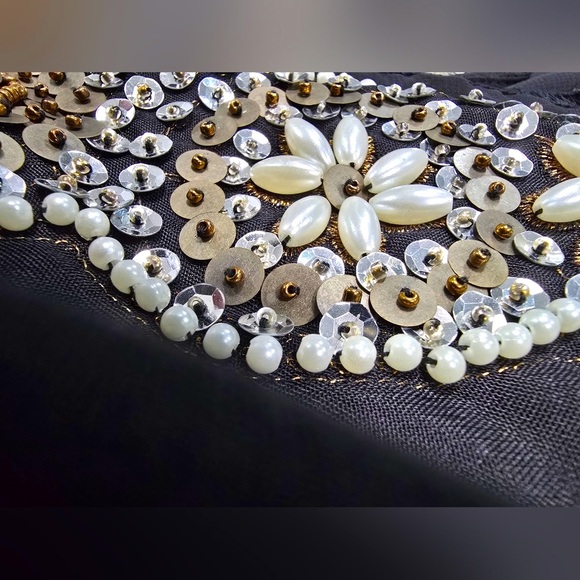 Trixxi Black &  Silver Swimsuit Cover Size 9 100% Polyester Sheer - Picture 5 of 10